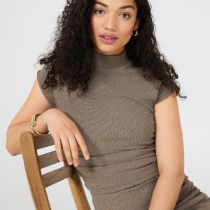 Textured Mock Neck Top
