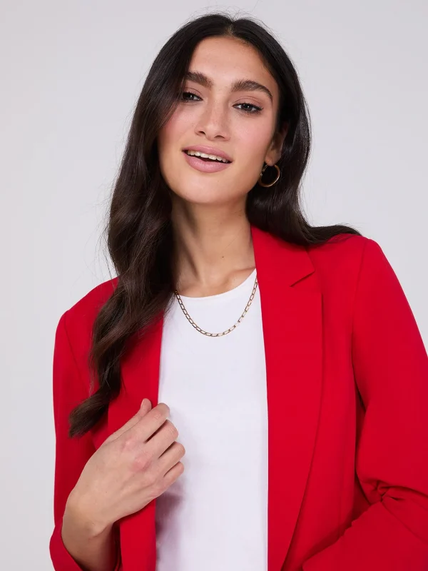 3/4 Ruched Sleeve Crepe Blazer - Image 16
