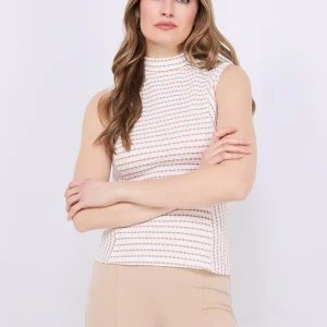 Textured Sleeveless Mock Neck Top