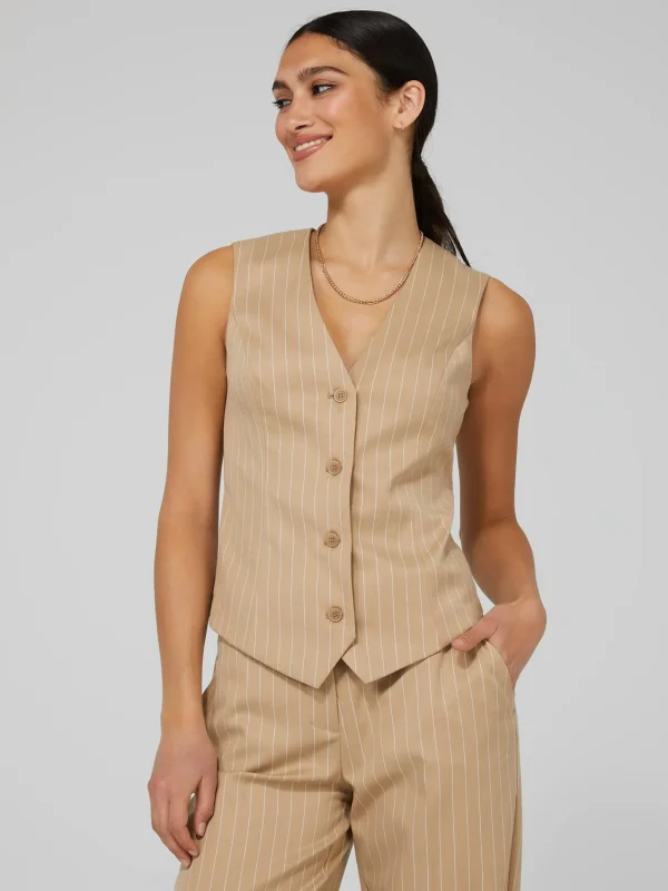 Pinstripe Sleeveless Vest - Image 3