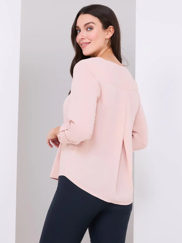 V-Neck Long Sleeve Popover Blouse - Image 4