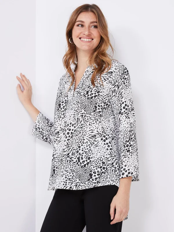 Printed Split Neck Blouse - Image 3