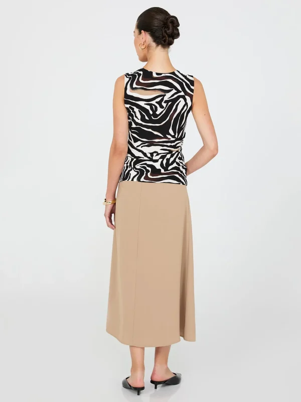 Sleeveless Printed Pleated Crossover Top - Image 4