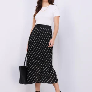 Striped Pleated Chiffon Skirt