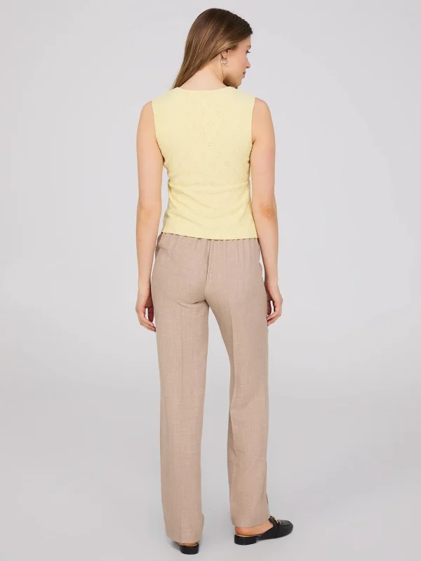 Sleeveless Crossover Front Eyelet Top - Image 8