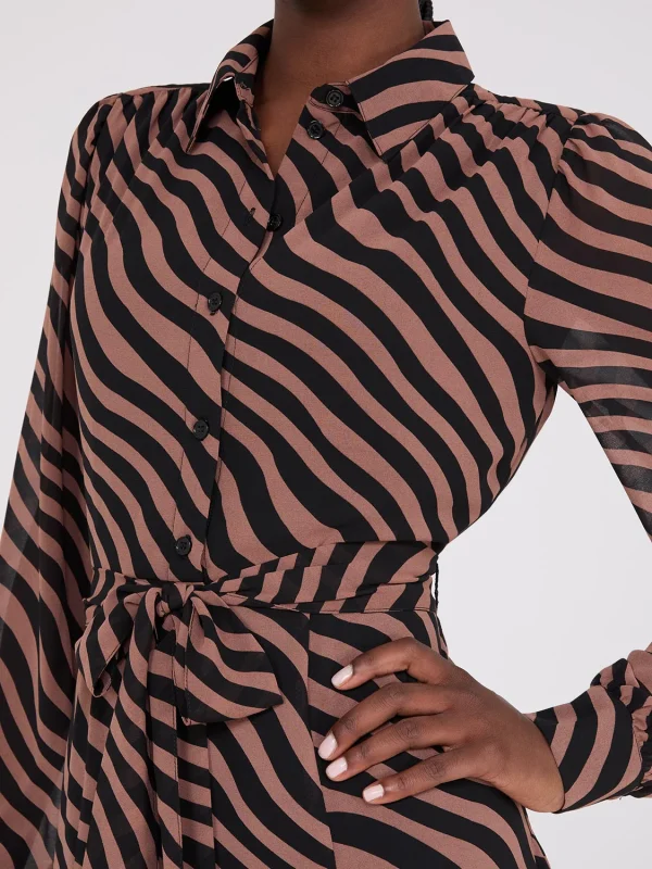 Printed Chiffon Maxi Shirt Dress - Image 3