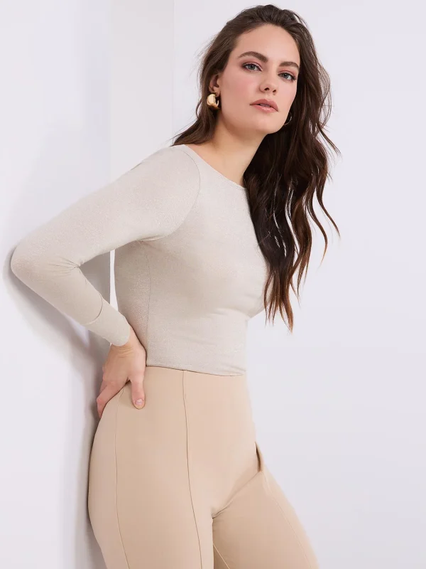 Glitter Jersey Boat Neck Top - Image 4