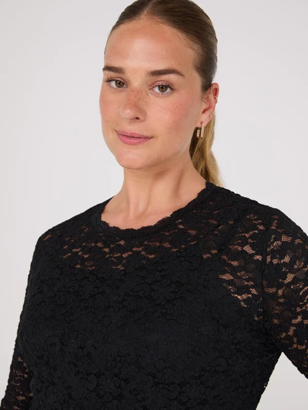 Bubble Lace Long Sleeve Top With Cami - Image 3