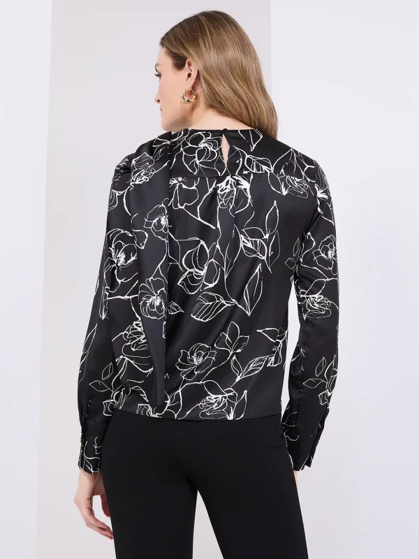 Printed Satin Shawl Top With Gold Chain Detail - Image 5