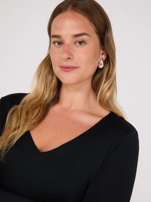 Double Layer V-Neck Long Sleeve Top - Image 4