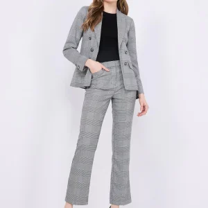 Plaid Straight-Leg Pants