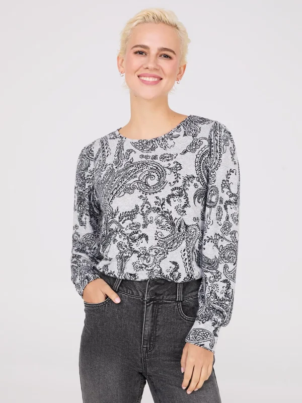 Paisley Print Balloon Sleeve Top - Image 5