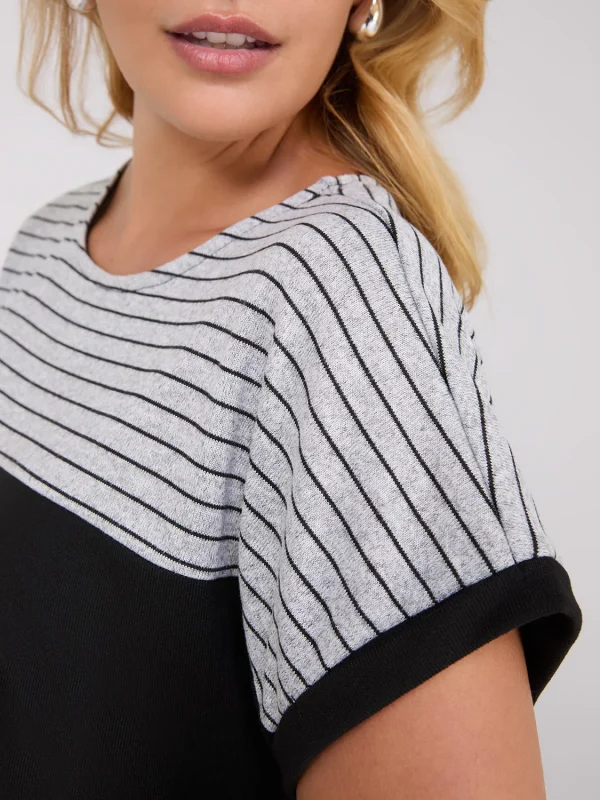 Colour Block Striped Dolman Sleeve Top - Image 3
