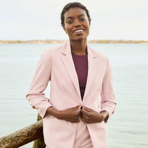 One-Button Ruched 3/4 Sleeve Blazer