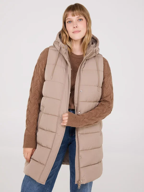 Long Hooded Puffer Vest - Image 10