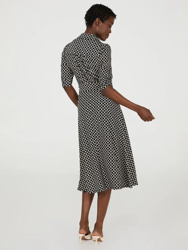 Geo Print Button-Front Midi Dress With Pockets - Image 4