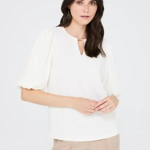 Textured Jacquard Top With Front Keyhole