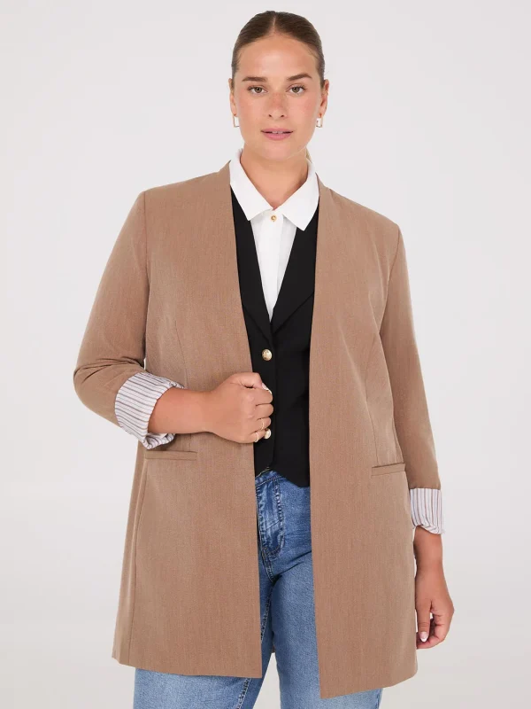 Collarless Open Blazer - Image 2