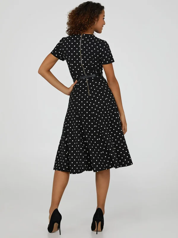 Polka Dot Belted Midi Dress - Image 5