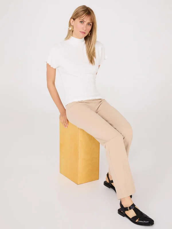 Short Dolman Sleeve Textured Mock Neck Top - Image 8