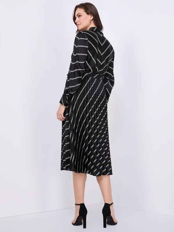 Striped Satin Button-Front Midi Dress - Image 6