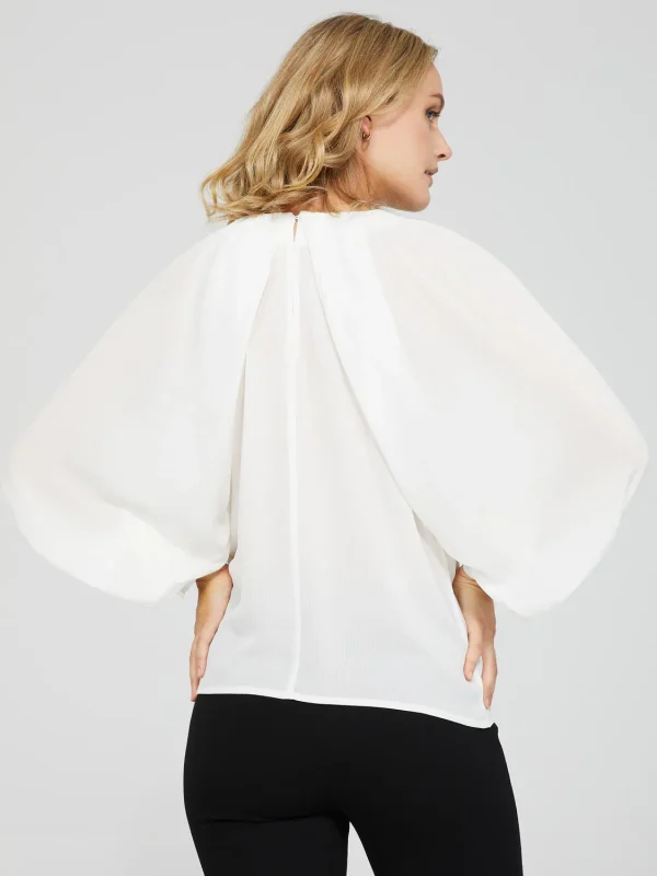 Crinkle Inverted Pleat Blouse With Voluminous Sleeves - Image 4