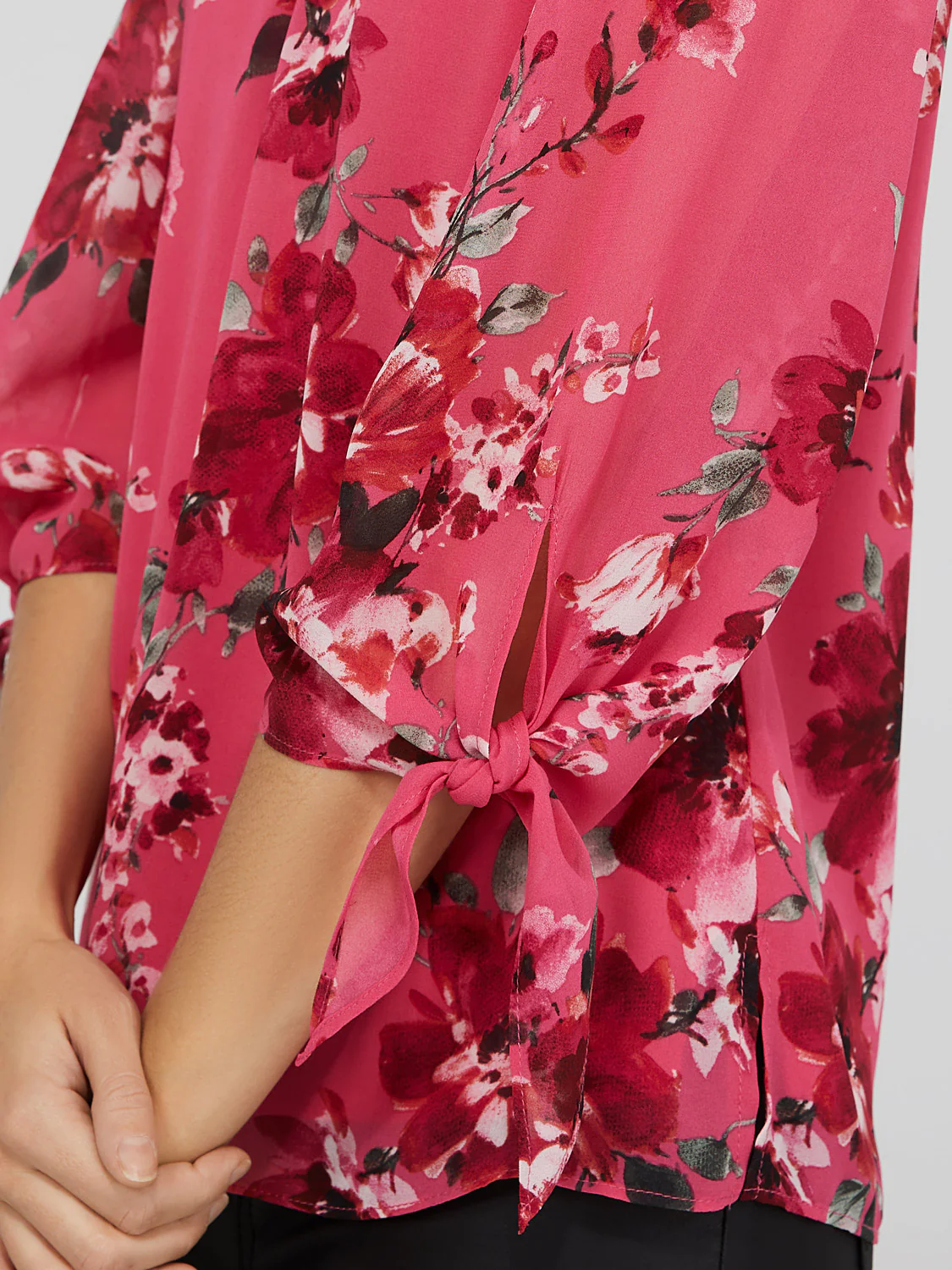 Printed Chiffon Mock Neck Blouse - Image 6