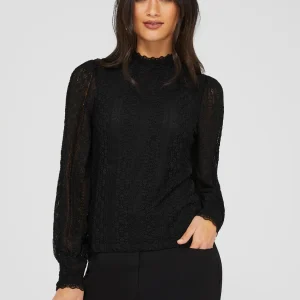 Long Balloon Sleeve Lace Top