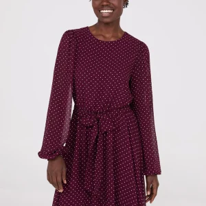 Dot Print Chiffon Fit & Flare Mini Dress