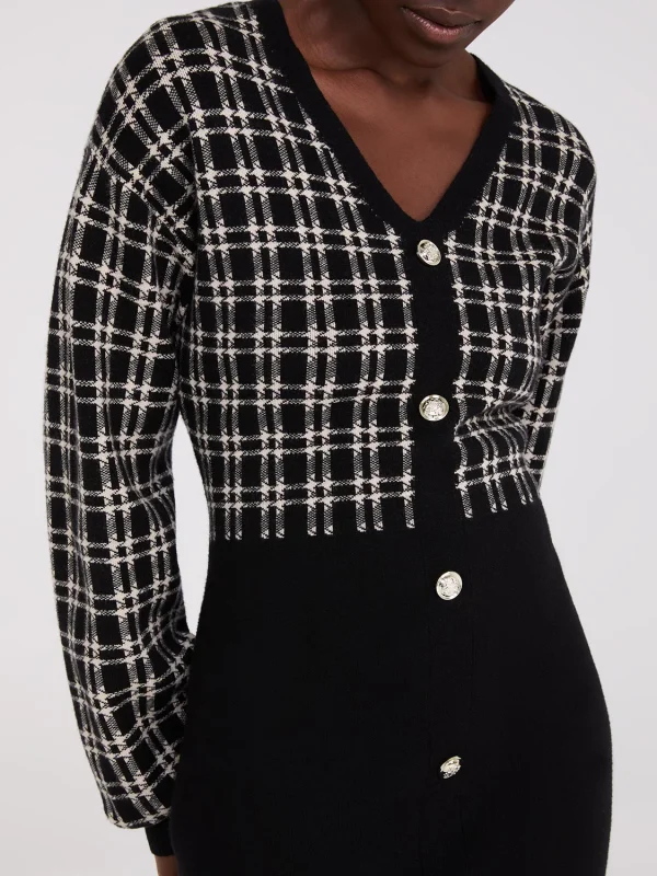 Colour Block V-Neck Sweater Dress - Image 2