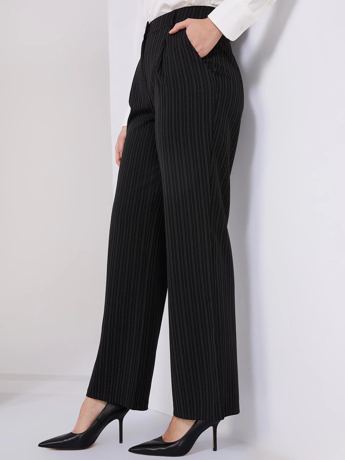 Striped High-Waisted Wide Leg Trousers - Image 3