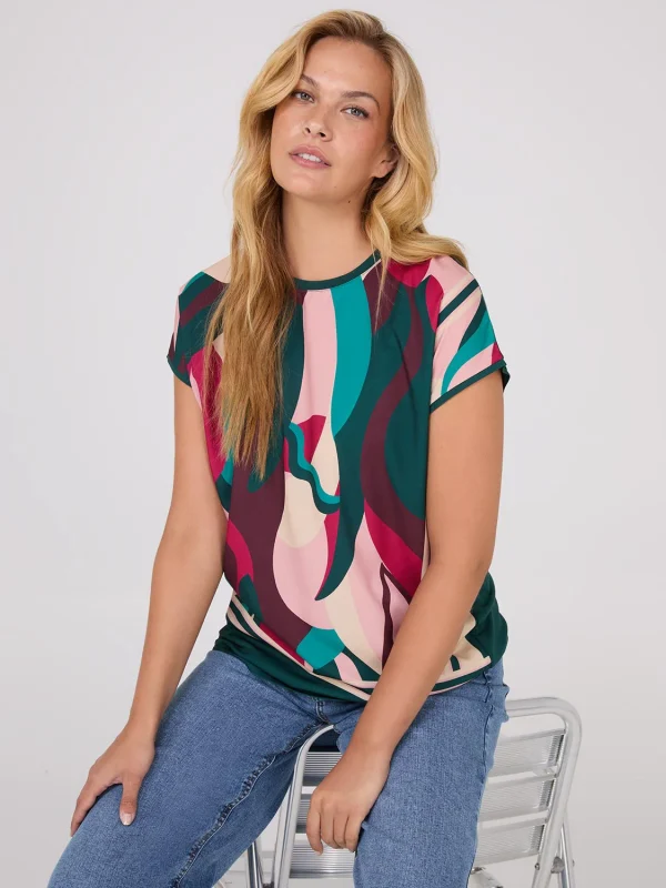 Scarf Print Short Sleeve Jersey T-Shirt - Image 3