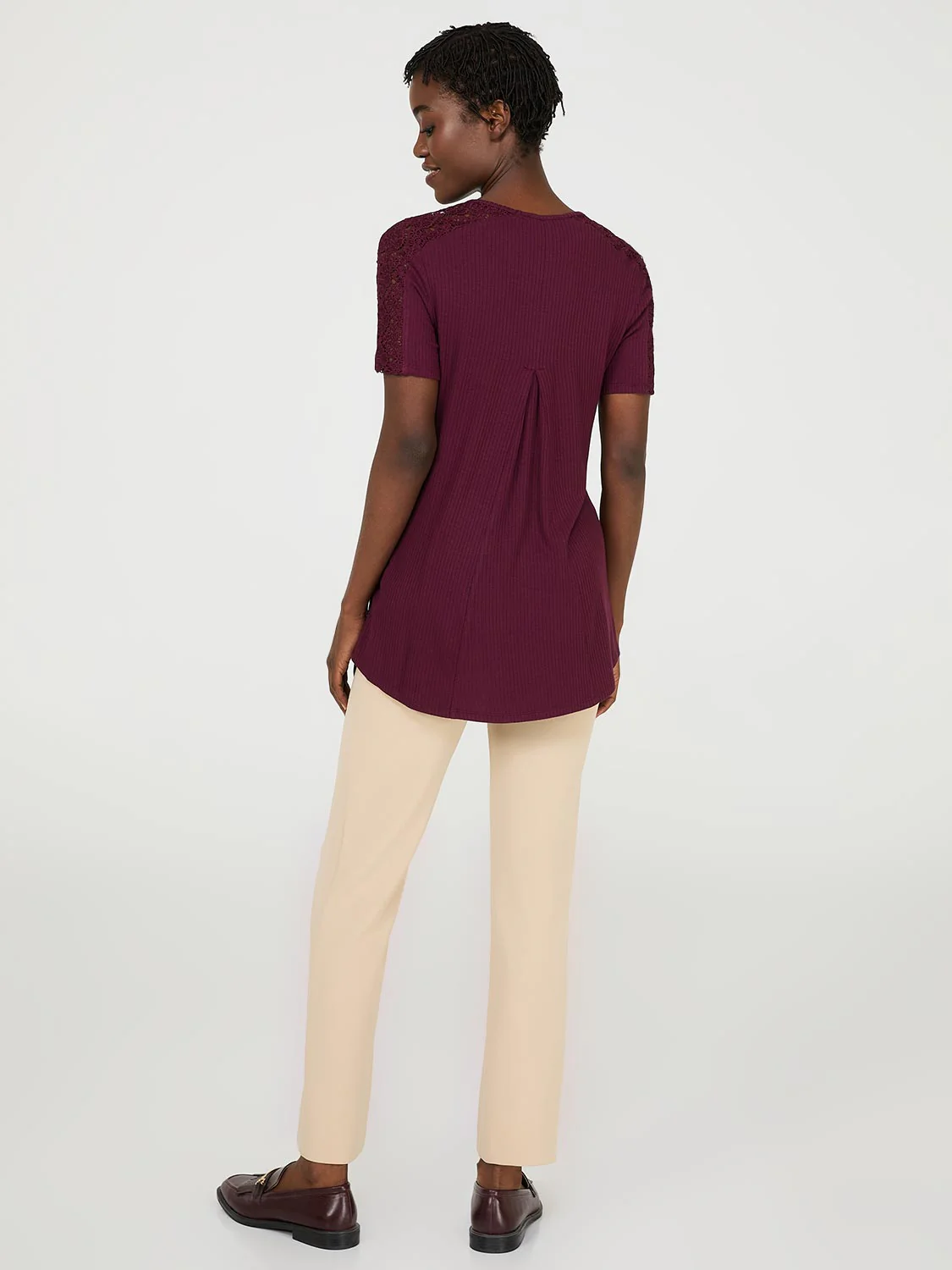 Short Crochet Sleeve Ribbed Top - Image 4