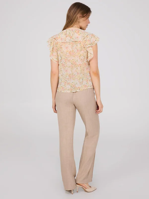 Floral Print Chiffon Ruffle Top - Image 4