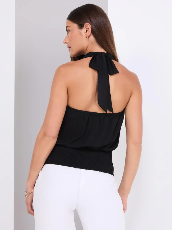 V-Neck Halter Neck Top With Hem Design - Image 2