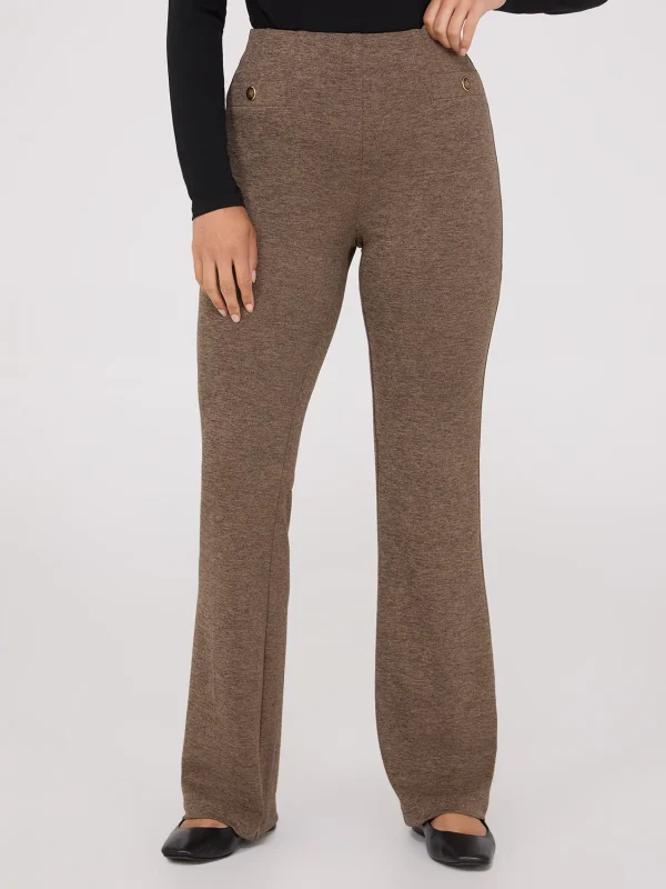 Flare Leg Long Length Melange Knit Pants - Image 2