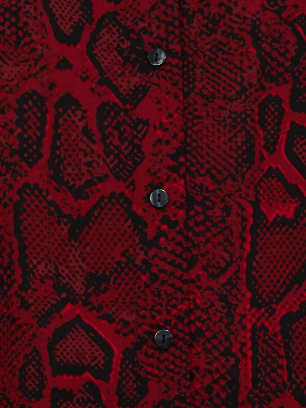Snakeskin Print Crepe Long Sleeve Button-Front Blouse - Image 6