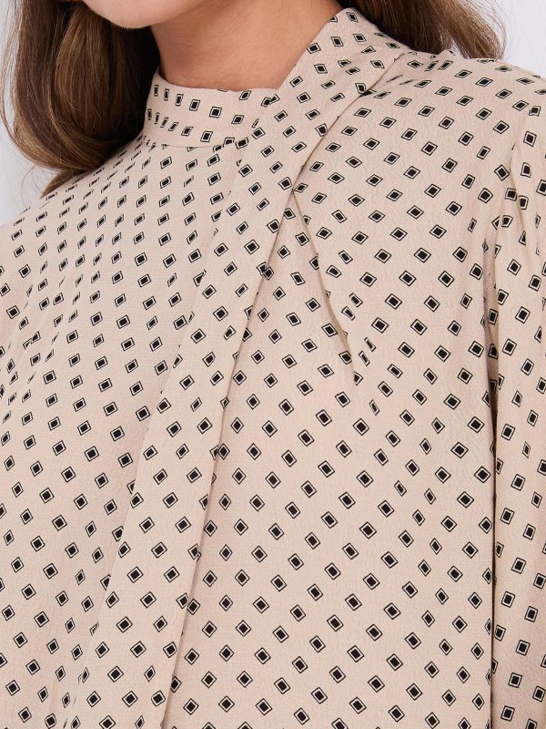 Geo Print Asymmetrical Mock Neck Top - Image 6
