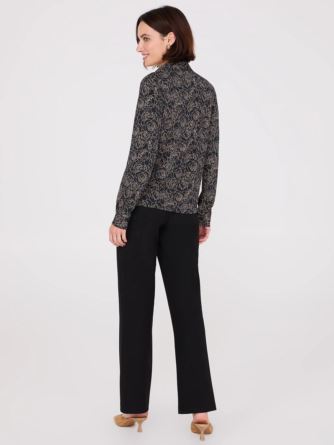 Floral Print Button-Front Classic Blouse - Image 4