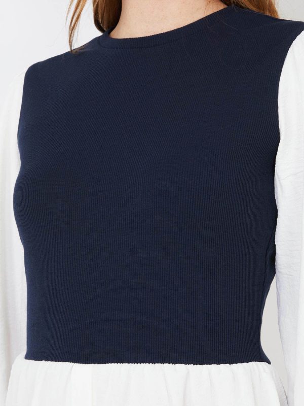 2-Fer Ribbed Top With Button-Front Blouse - Image 6