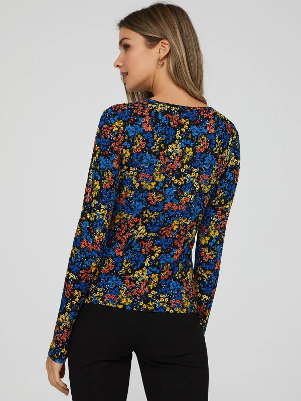 Floral Print Keyhole Front Top - Image 4