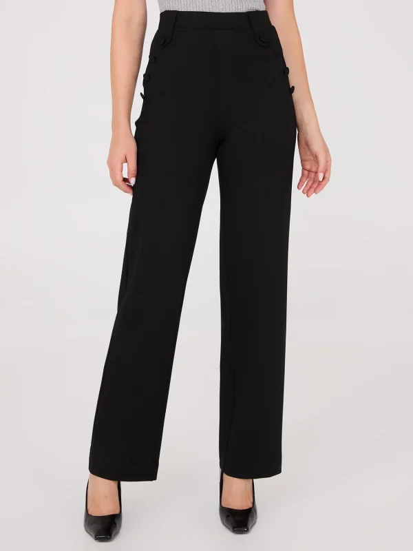 High-Rise Long Length Pants With Button Details - Image 4