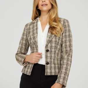 2-Button Plaid Boucle Blazer