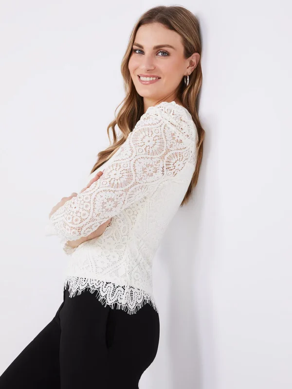 Crochet Lace Puff Sleeve Top - Image 5