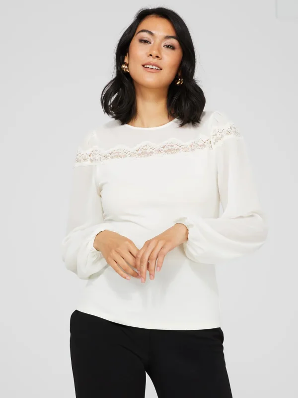 Long Balloon Sleeve Crew Neck Top - Image 3