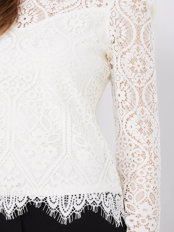 Crochet Lace Puff Sleeve Top - Image 7
