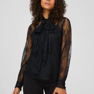 Floral Lace Bow Blouse With Cami