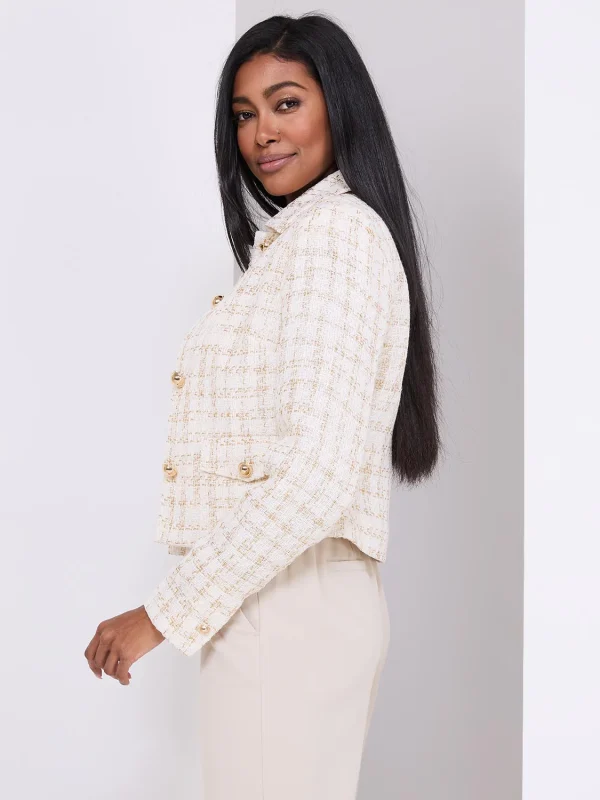 Collared Waisted Boucle Blazer - Image 4