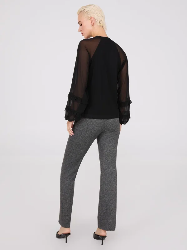 Mock Neck Mesh Top With Ruffle Details - Image 4