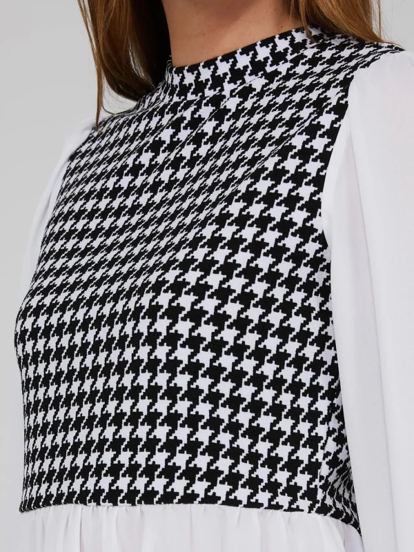 2-Fer Houndstooth Vest With Crepe Long Sleeve Top - Image 5